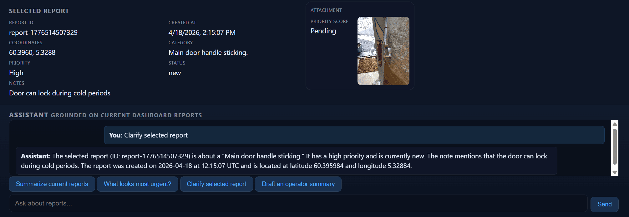 Stratilyze dashboard assistant helping summarize and clarify reports grounded in current dashboard data.